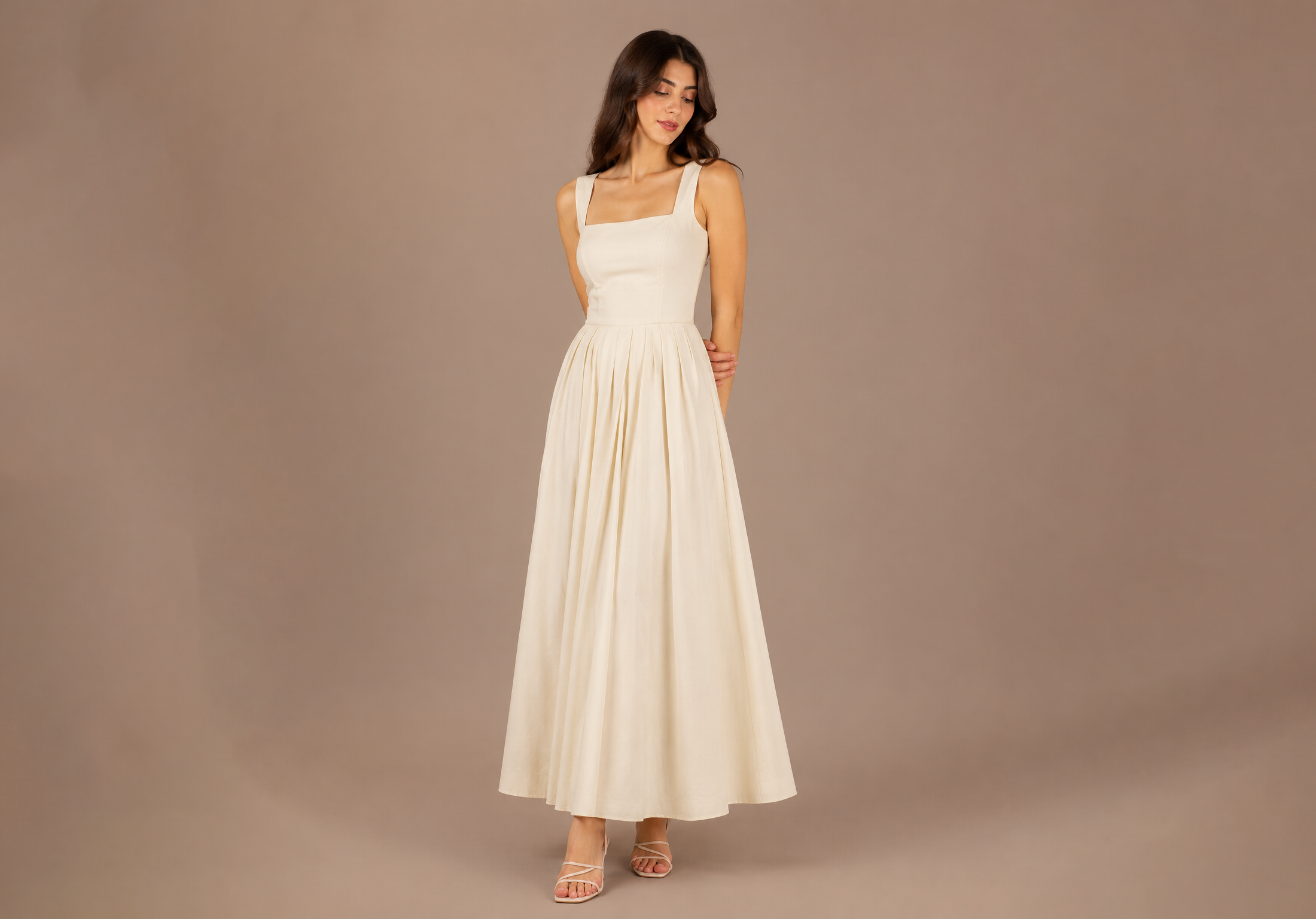 tiered linen maxi dress